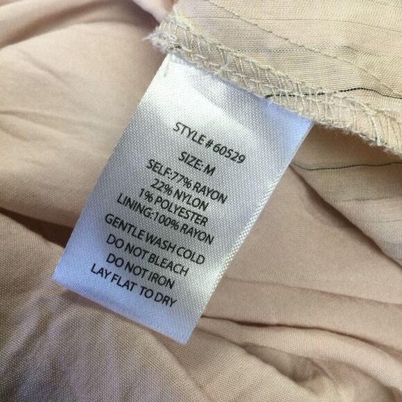 Grade & Gather Womens Medium Midi Dress Cream Tan Lined Slit Back Elastic Waist - Picture 6 of 12